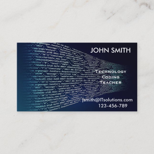 Coding technology teacher or tutor business card (Front)