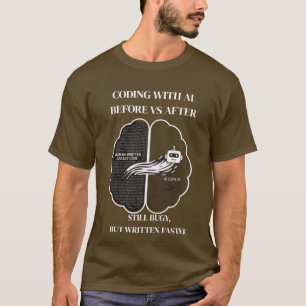 Coding with AI Before vs After Funny Developer T-S T-Shirt