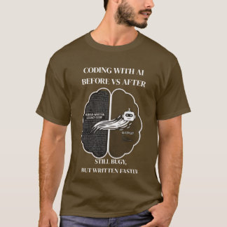 Coding with AI Before vs After Funny Developer T-S T-Shirt