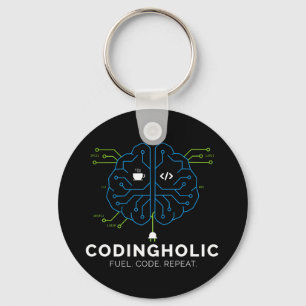 Codingholic Tech Brain Dark Programmer Key Ring