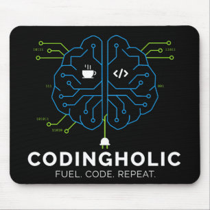 Codingholic Tech Brain For Developers Dark Mouse Pad
