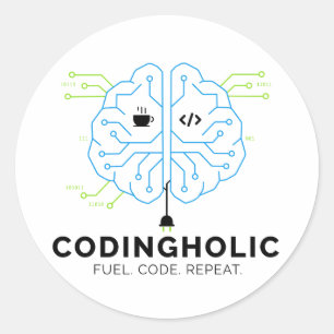 Codingholic Tech Brain Programmer Classic Round Sticker