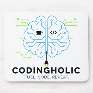 Codingholic Tech Brain Programmer Developer Gift Mouse Pad