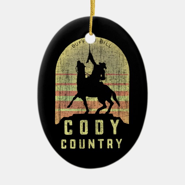 Cody Country Wyoming Ceramic Tree Decoration (Front)