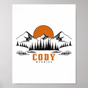 Cody Wyoming Vintage Mountains Usa America Souveni Poster