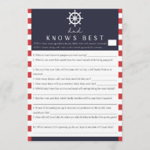 Coed Baby Shower Dad Knows Best Game Nautical