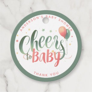 COED Cheers Baby Sage Peach Bottles Brews Shower Favour Tags