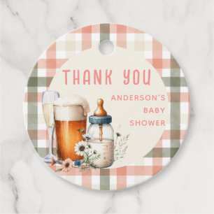 COED Cheers Baby Sage Peach Bottles Brews Shower Favour Tags