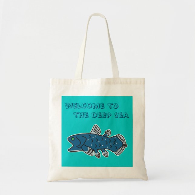 Coelacanth Tote "WELCOME TO THE DEEP SEA" Bag (Front)