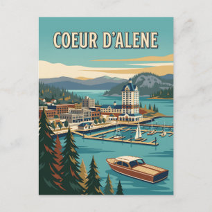 Coeur d’Alene Idaho Lake Resort Vintage Poster Postcard
