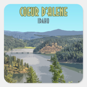 Coeur d’Alene Idaho Souvenir Square Sticker