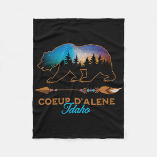 Coeur D'alene Idaho Bear Starry Night Travel Souve Fleece Blanket