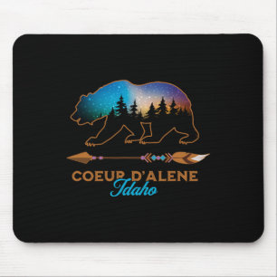 Coeur D'alene Idaho Bear Starry Night Travel Souve Mouse Pad