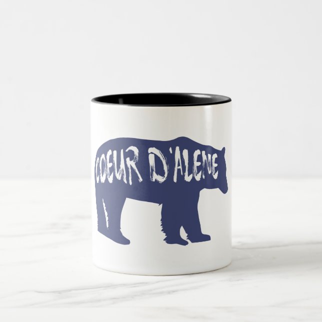Coeur d'Alene Idaho Bear Two-Tone Coffee Mug (Center)