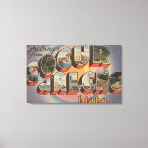 Coeur d'Alene, Idaho - Large Letter Scenes Canvas Print