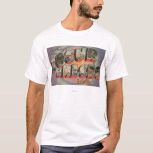 Coeur d'Alene, Idaho - Large Letter Scenes T-Shirt