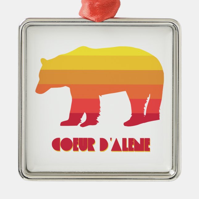 Coeur d'Alene Idaho Rainbow Bear Metal Tree Decoration (Front)
