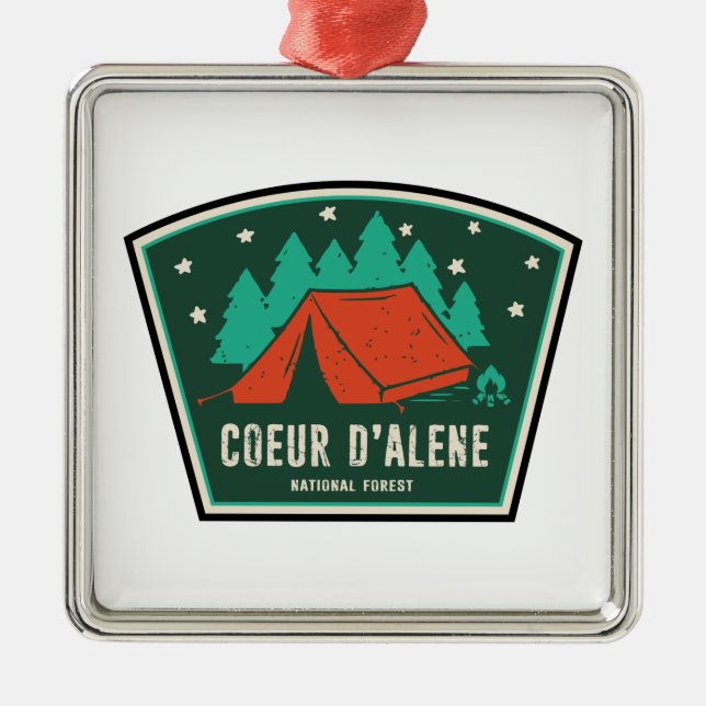 Coeur D'Alene National Forest Camping Metal Tree Decoration (Front)
