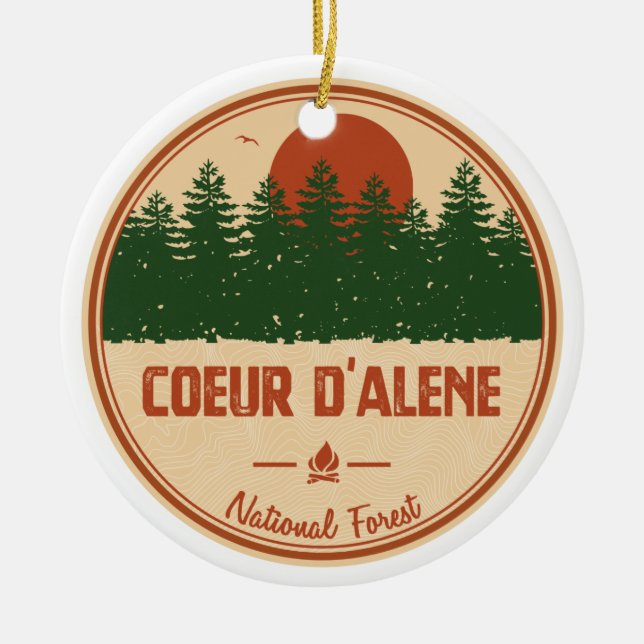 Coeur D'Alene National Forest Ceramic Tree Decoration (Front)