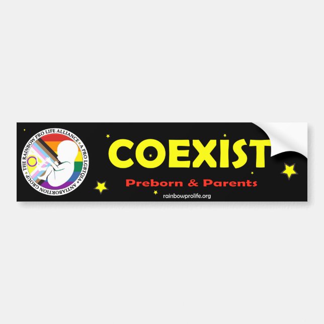 Coexist Preborn and Parents Bumper Sticker (Front)