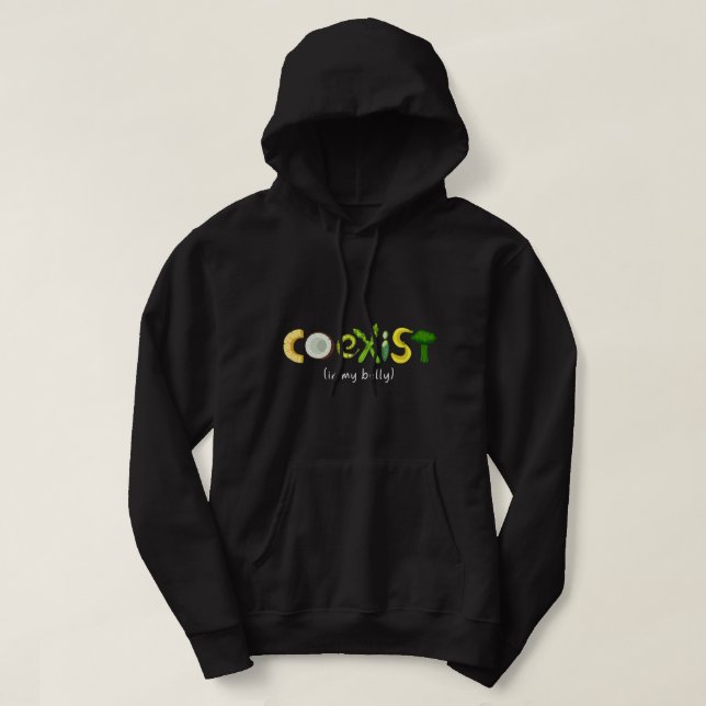 Coexist Vegetable Broccoli Parody Funny Vegan Appa Hoodie (Design Front)