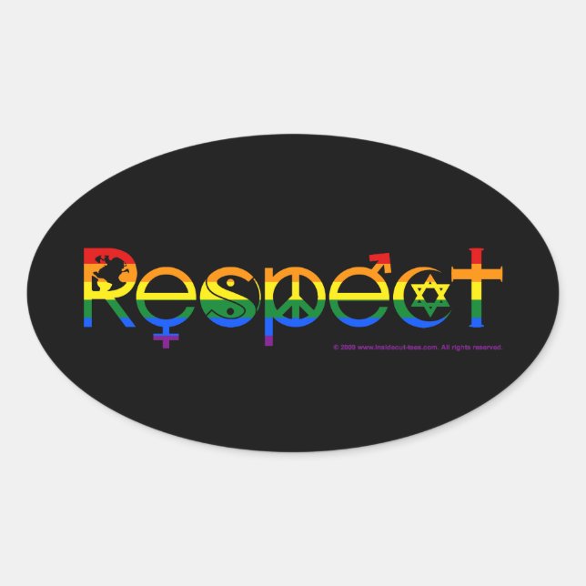 Coexist with Respect Gay Pride Oval Sticker (Front)