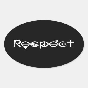 Coexist with Respect - Peace Kindness & Tolerance Oval Sticker