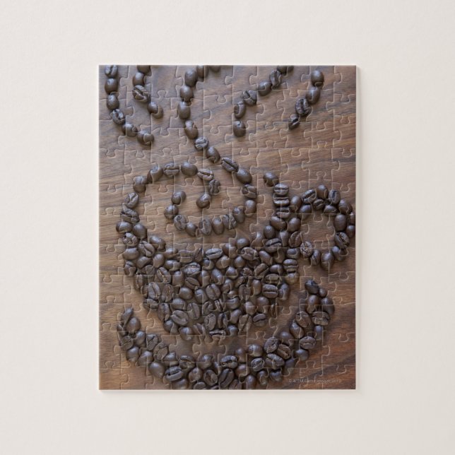 Coffe cup illustrated using coffee beans jigsaw puzzle (Vertical)