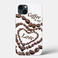 Coffe is my love with coffee beans as heart