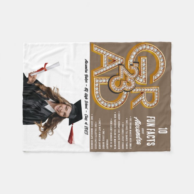 Coffe Latte Fun Facts & Photo 2023 Grad Graduation Fleece Blanket (Front (Horizontal))