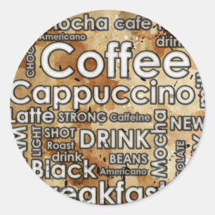 Coffee 4 Sticker, Glossy,  3 inch (sheet of 6) Classic Round Sticker