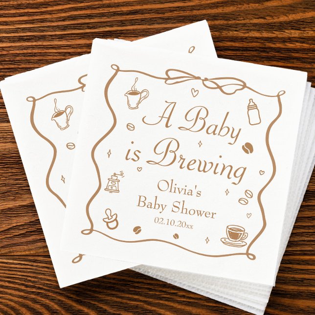 Coffee A Baby is Brewing Baby Shower Napkin (Creator Uploaded)