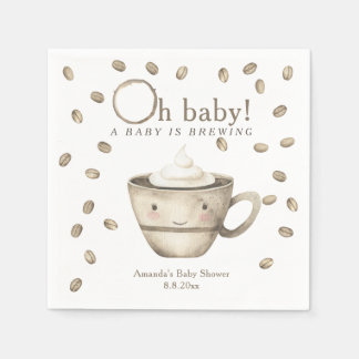 Coffee A baby is brewing Baby shower  Napkin