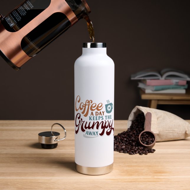 Coffee a Day for Coffee Lover Gift  Water Bottle (Coffee (Rotated))