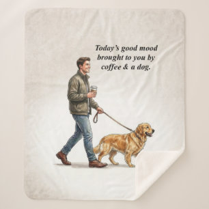 Coffee & a Golden Cozy Day Sherpa Blanket