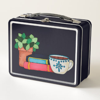 Coffee & a Good Book Metal Lunch Box