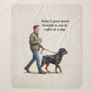 Coffee & a Rottweiler Cozy Day Sherpa Blanket