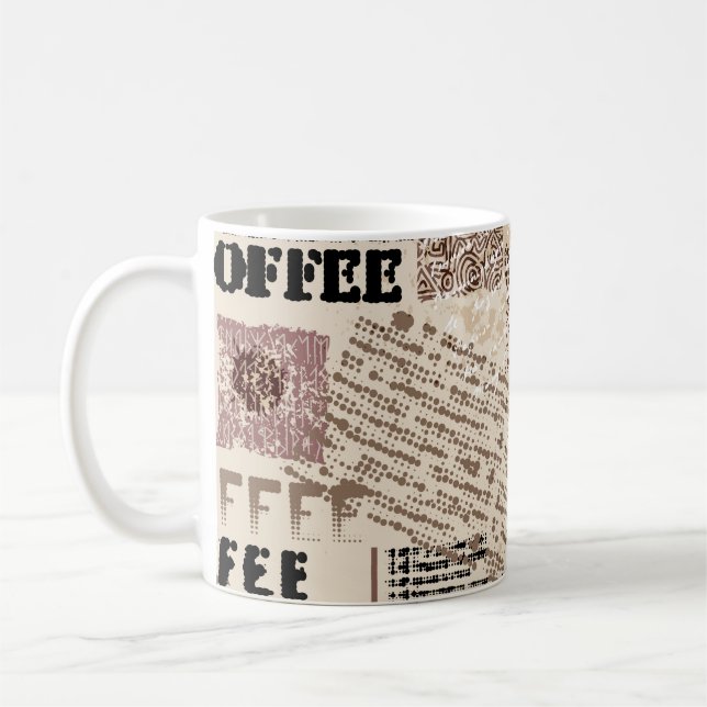 Coffee. Abstract coffee pattern on brown backgroun Mug (Left)