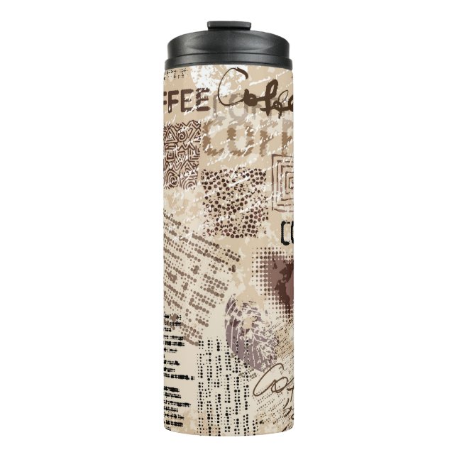 Coffee. Abstract coffee pattern on brown backgroun Thermal Tumbler (Front)