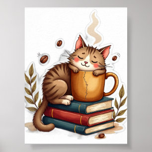 Coffee Addict Cat - One More Chapter Energy Poster