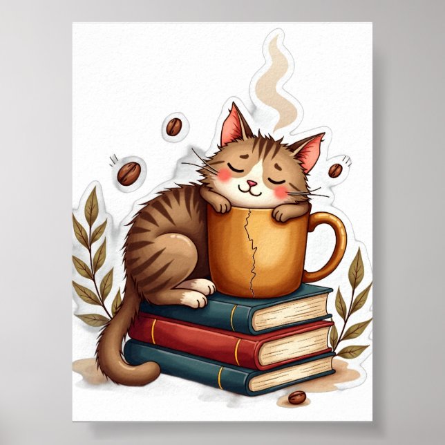 Coffee Addict Cat - One More Chapter Energy Poster (Front)