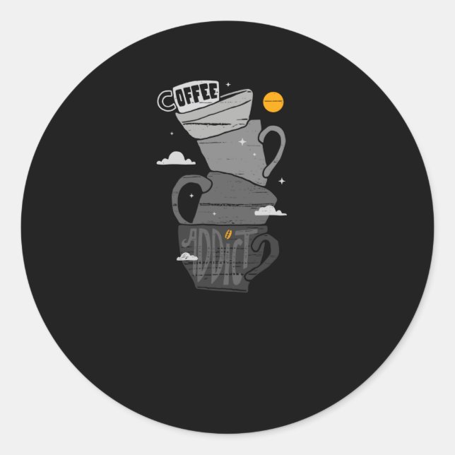 Coffee Addict Classic Round Sticker (Front)