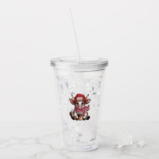 Coffee Addict Cow Acrylic Tumbler (Front Ice)