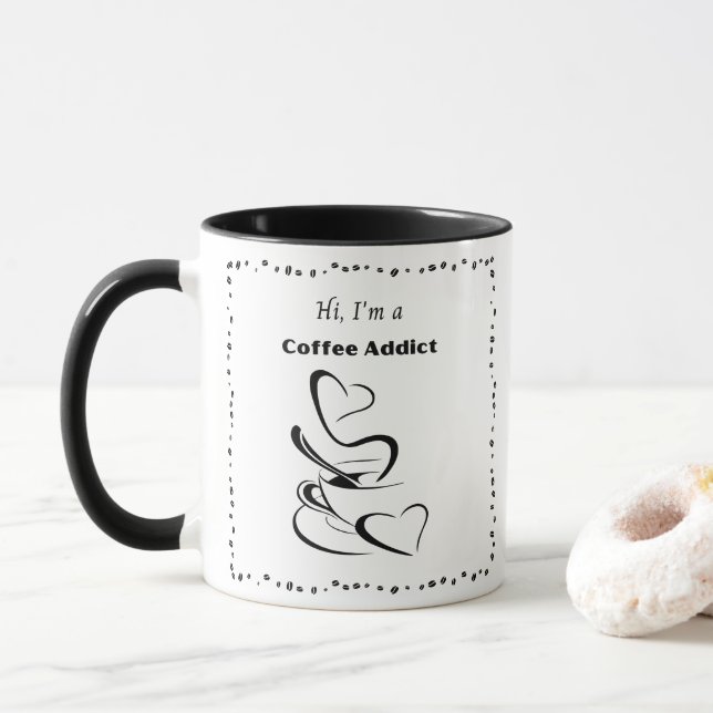 Coffee Addict Hot Coffee Cup Mug (With Donut)