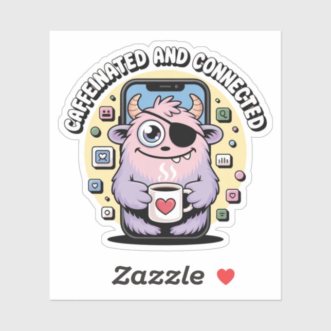 Coffee Addict Monster Social Media Funny (Sheet)