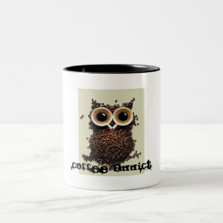 Coffee addict owl Two-Tone coffee mug