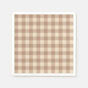 Coffee Aesthetic Beige and White Gingham Pattern Napkin