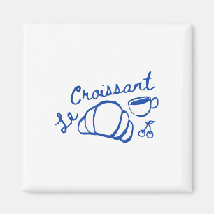 Coffee & Croissant French Retro Graphic Vintag Magnet