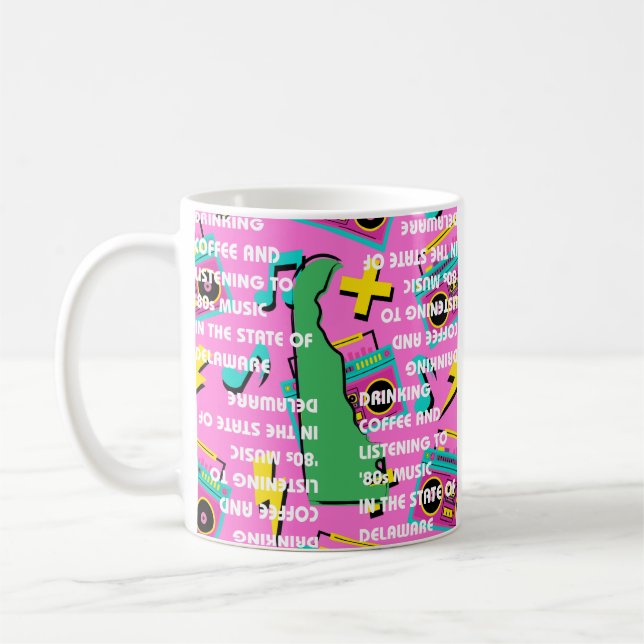 Coffee and '80s Music in Delaware  Mug (Left)