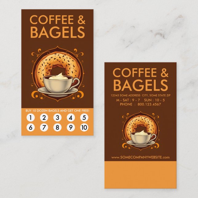 Coffee and Bagels Loyalty Punch Card (Front/Back)